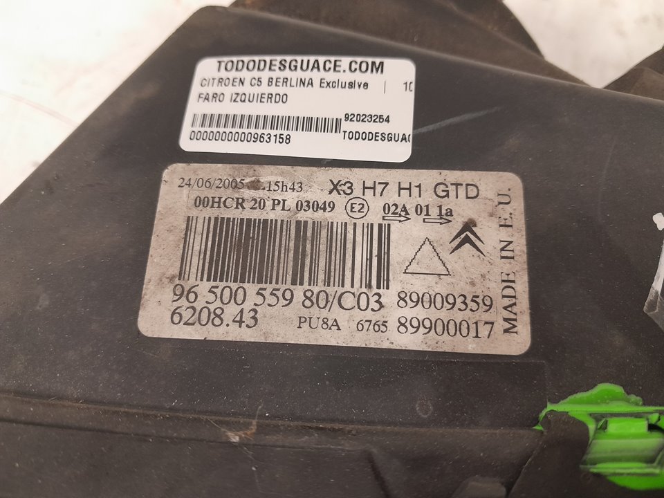 Faro izquierdo citroen c5 i 2.0 16v (dcrfnc dcrfnf)