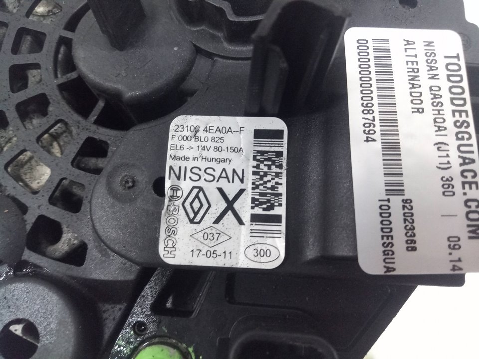 Alternador nissan qashqai ii todo terreno cerrada 1.5 dci