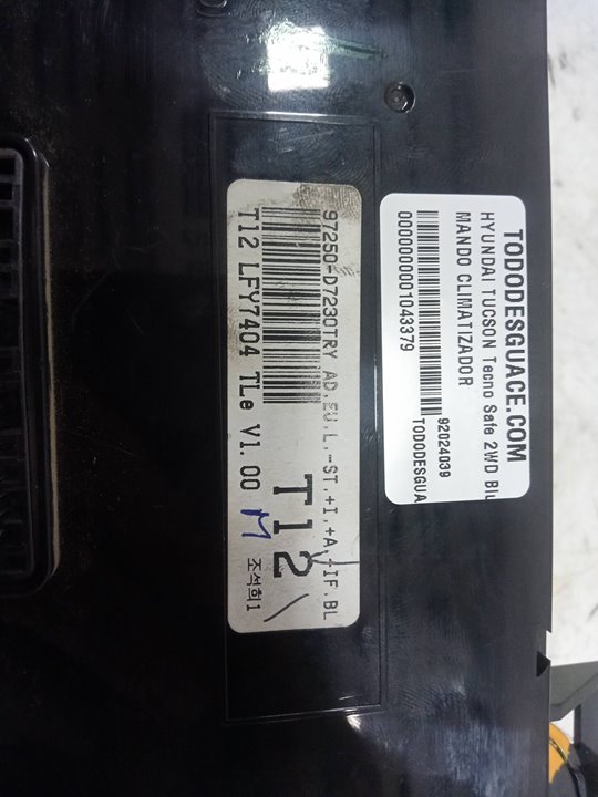 Mando climatizador hyundai tucson   tecno safe 2wd bluedrive   