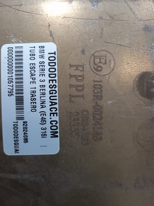 Tubo escape trasero bmw serie 3 berlina (e46) 316i