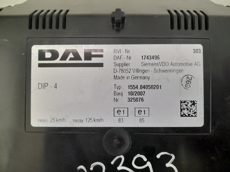 Cuadro instrumentos daf xf105 (2006) fsa 4x2 superspacecab