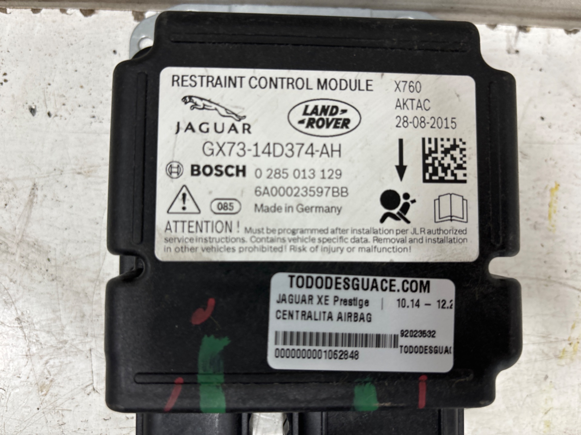 Centralita airbag jaguar xe prestige