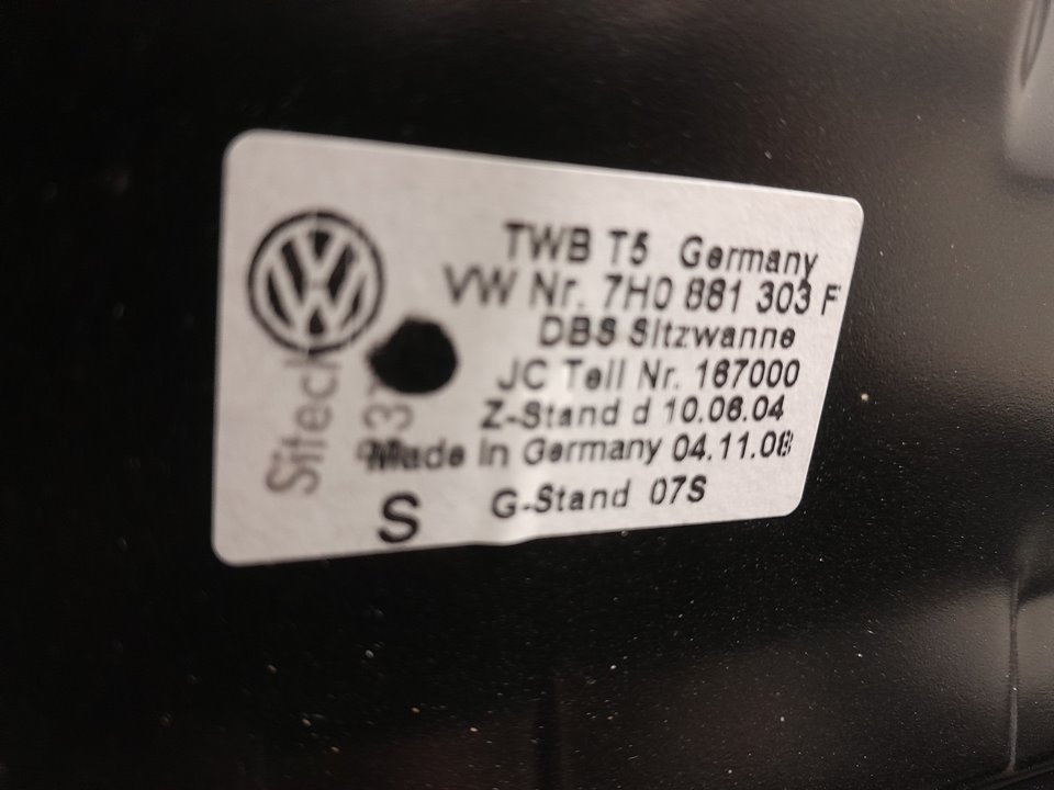 Asiento delantero derecho volkswagen t5 transporter bus (7h) california  techo elevable