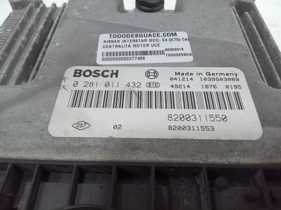 Centralita motor uce nissan interstar (x70) caja cerrada l 2 h 2 techo