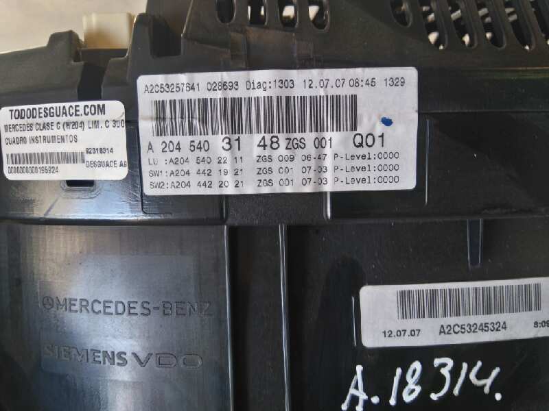 Cuadro instrumentos mercedes-benz clase c (bm 204) berlina c 300 cdi 4matic blueefficien
