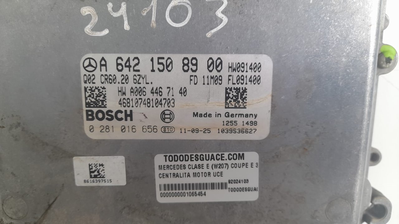 Centralita motor uce mercedes-benz clase e (bm 207) coupe e 350 cdi blueefficiency (207.