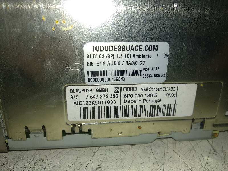 Sistema audio / radio cd audi a3 (8p1) 1.6 tdi ambiente