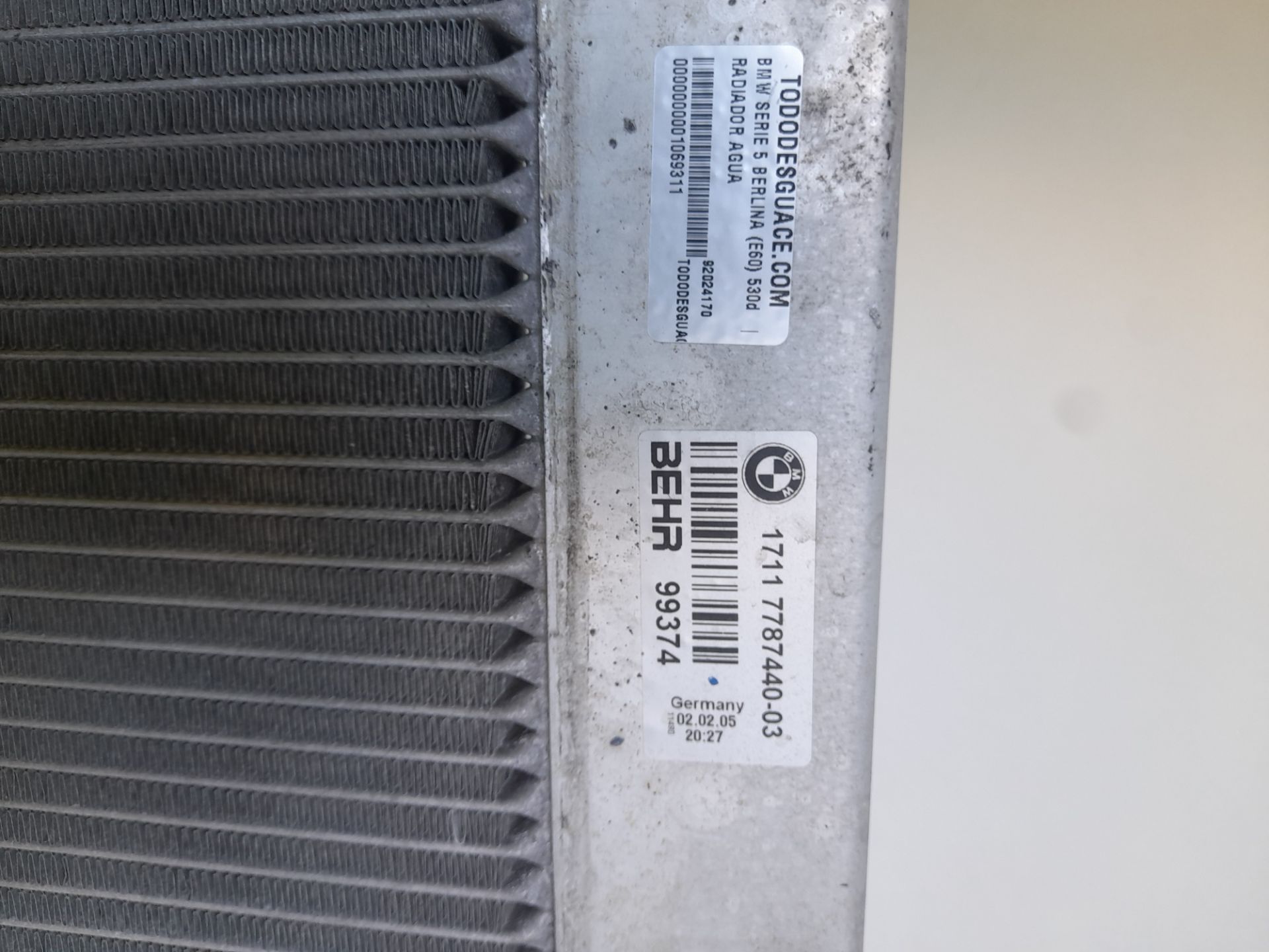 Radiador agua bmw serie 5 berlina (e60) 530d