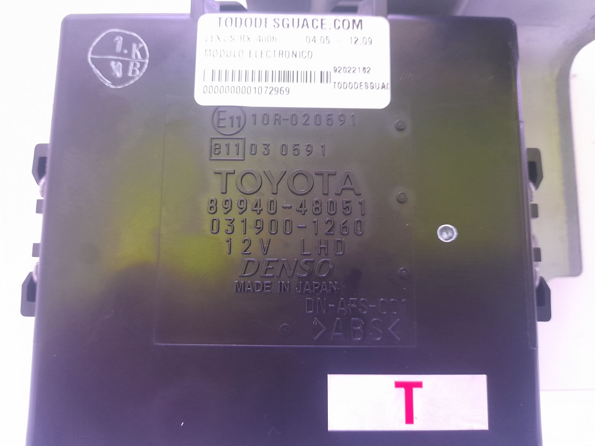 Modulo electronico lexus rx (mcugsumhu3) 400h