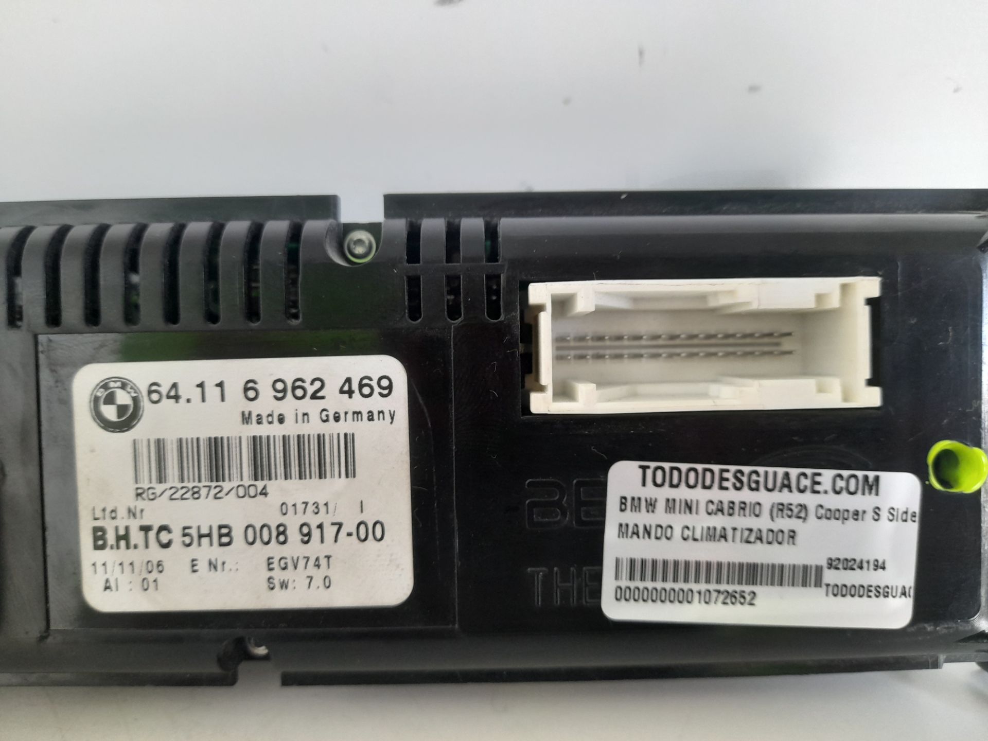 Mando climatizador bmw mini cabrio (r52) cooper s sidewalk