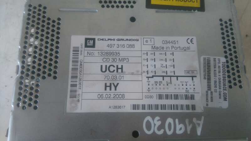  sistema audio / radio cd   opel astra h caravan cosmo 1.7 16v cdti