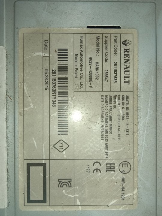 Sistema audio / radio cd   no identificado