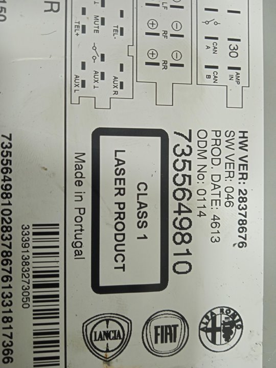 Sistema audio / radio cd fiat iii punto (199) easy