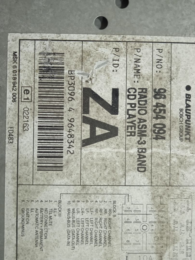 Sistema audio / radio cd daewoo kalos 1.4 se