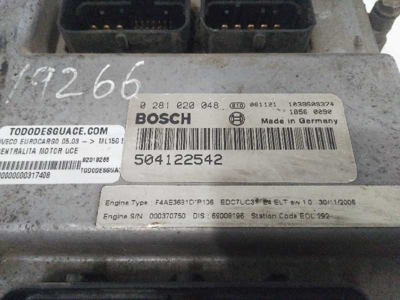  centralita motor uce   iveco eurocargo 05.03 - ml150 e 250 cv 5.880 cm3 6 cilindros