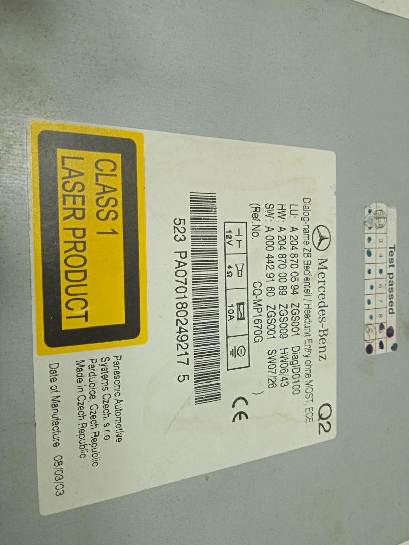 Sistema audio / radio cd mercedes-benz clase c (bm 204) berlina c 300 cdi 4matic blueefficien