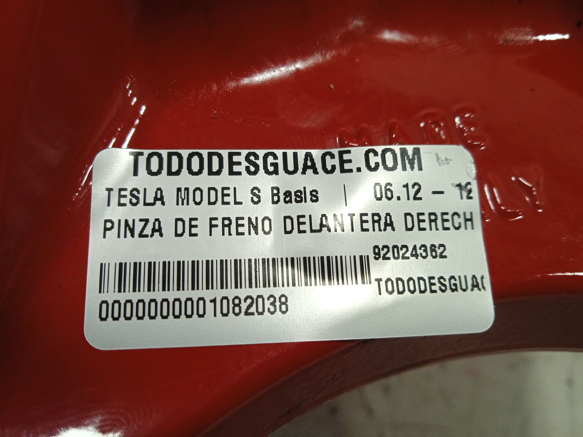 Pinza de freno delantera derecha tesla model s basis