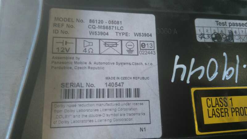 Sistema audio / radio cd toyota avensis berlina (t25) 2.0 d4d executive berlina (5