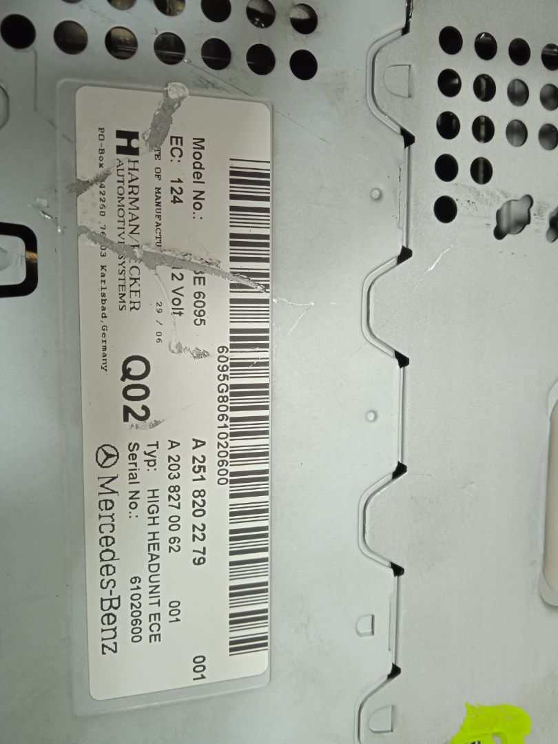 Sistema audio / radio cd mercedes-benz clase r (bm 251) 320 cdi (251.022)