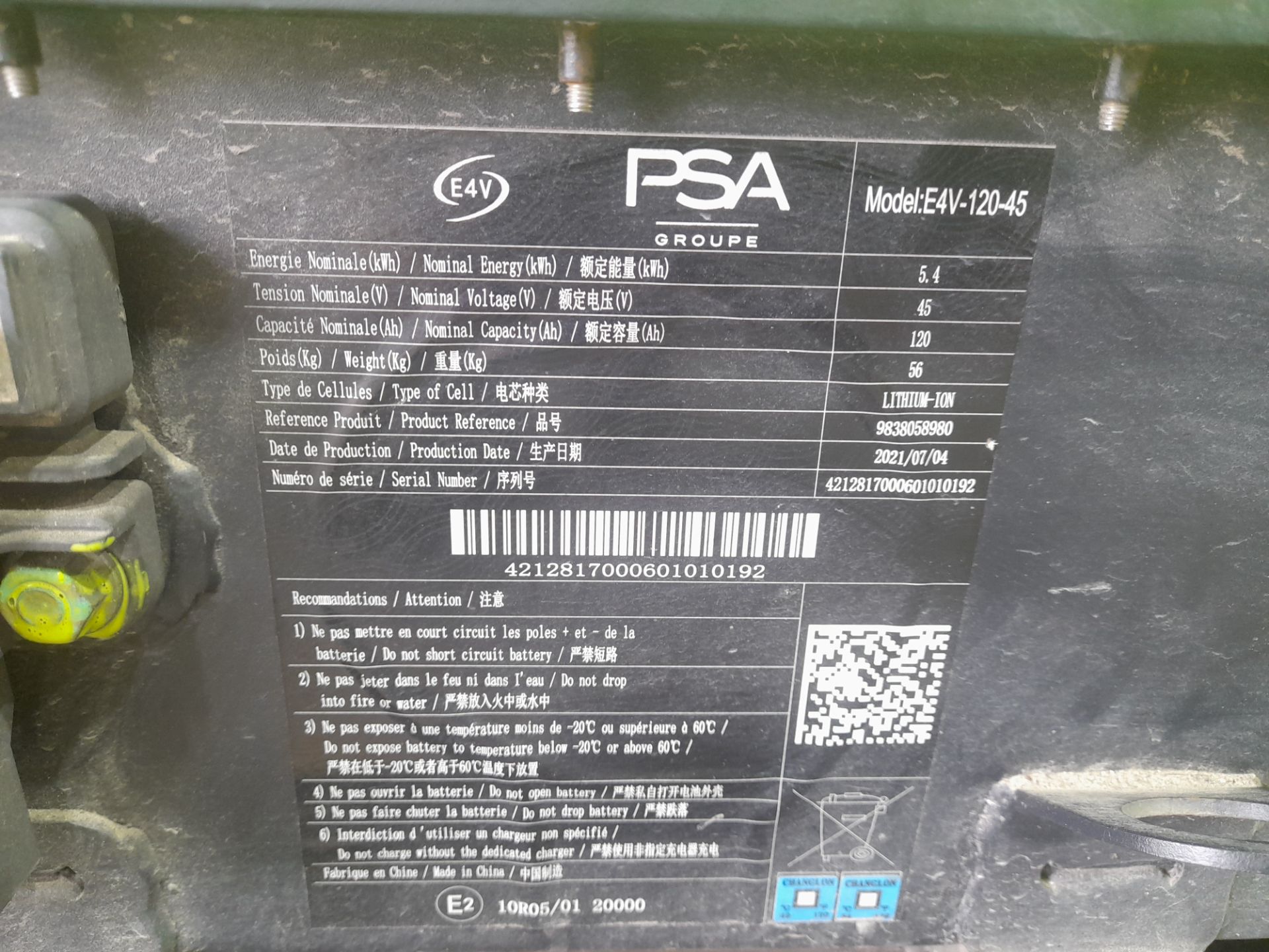Bateria citroen  no identificado