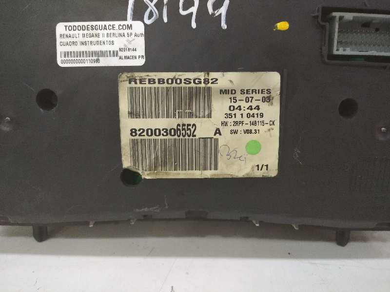  cuadro instrumentos   renault megane ii berlina 5p authentique 1.5 dci diesel
