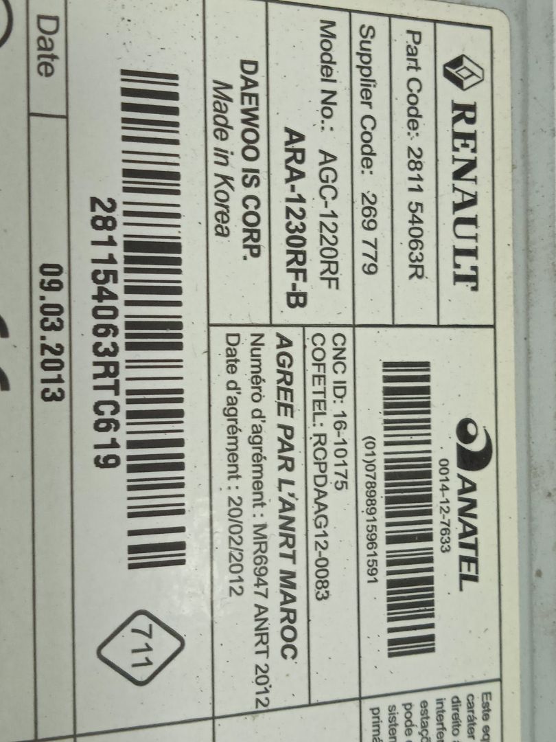 Sistema audio / radio cd renault kangoo i (fkc0) express confort