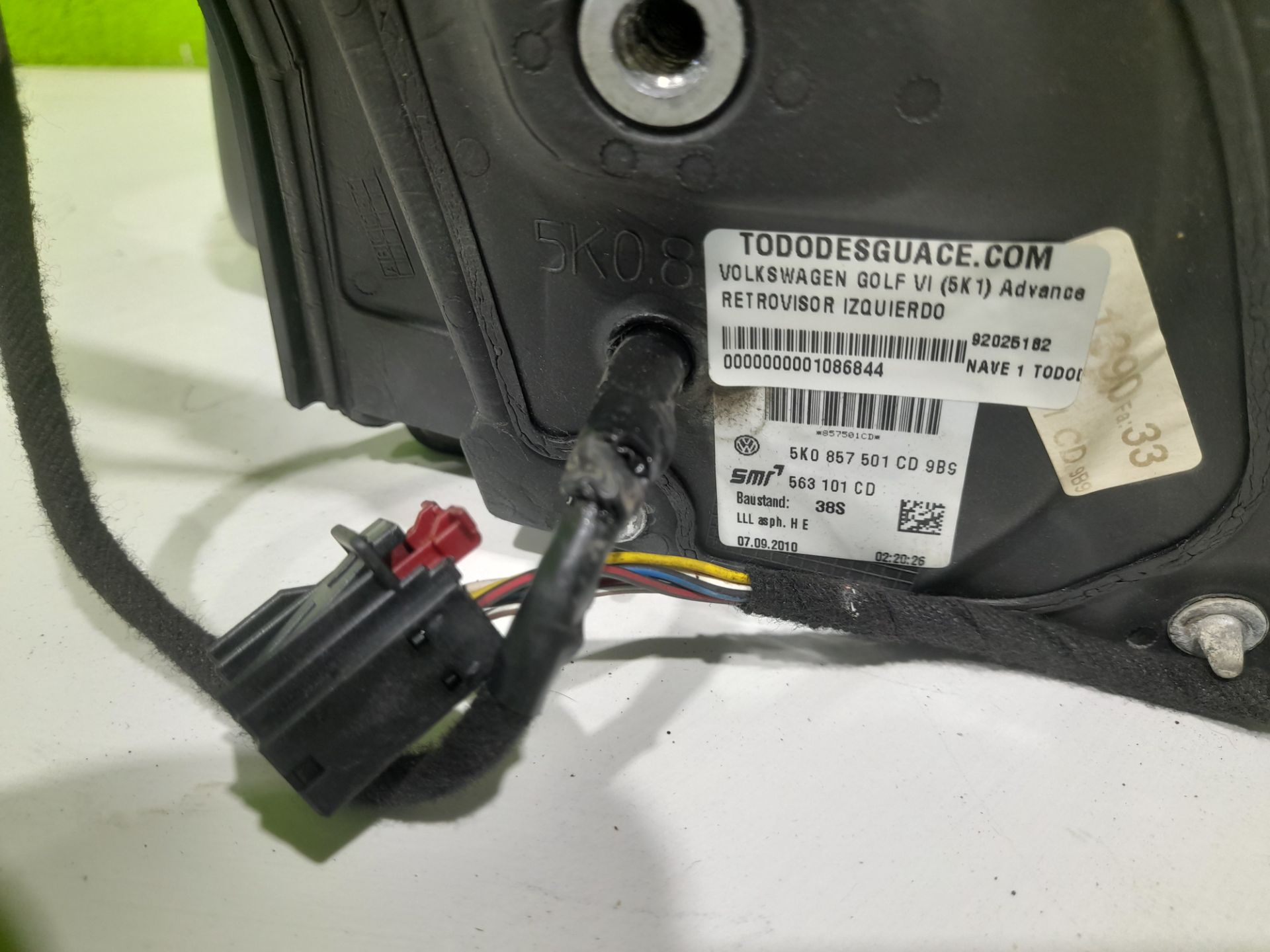Retrovisor izquierdo volkswagen golf vi (5k1)(10.2008) advance