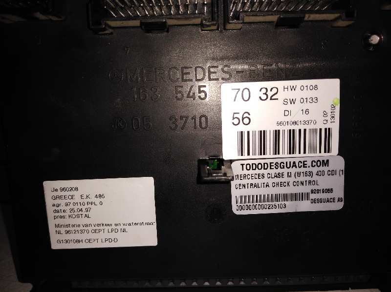 Centralita check control mercedes-benz clase ml (bm 163) 400 cdi (163.128)