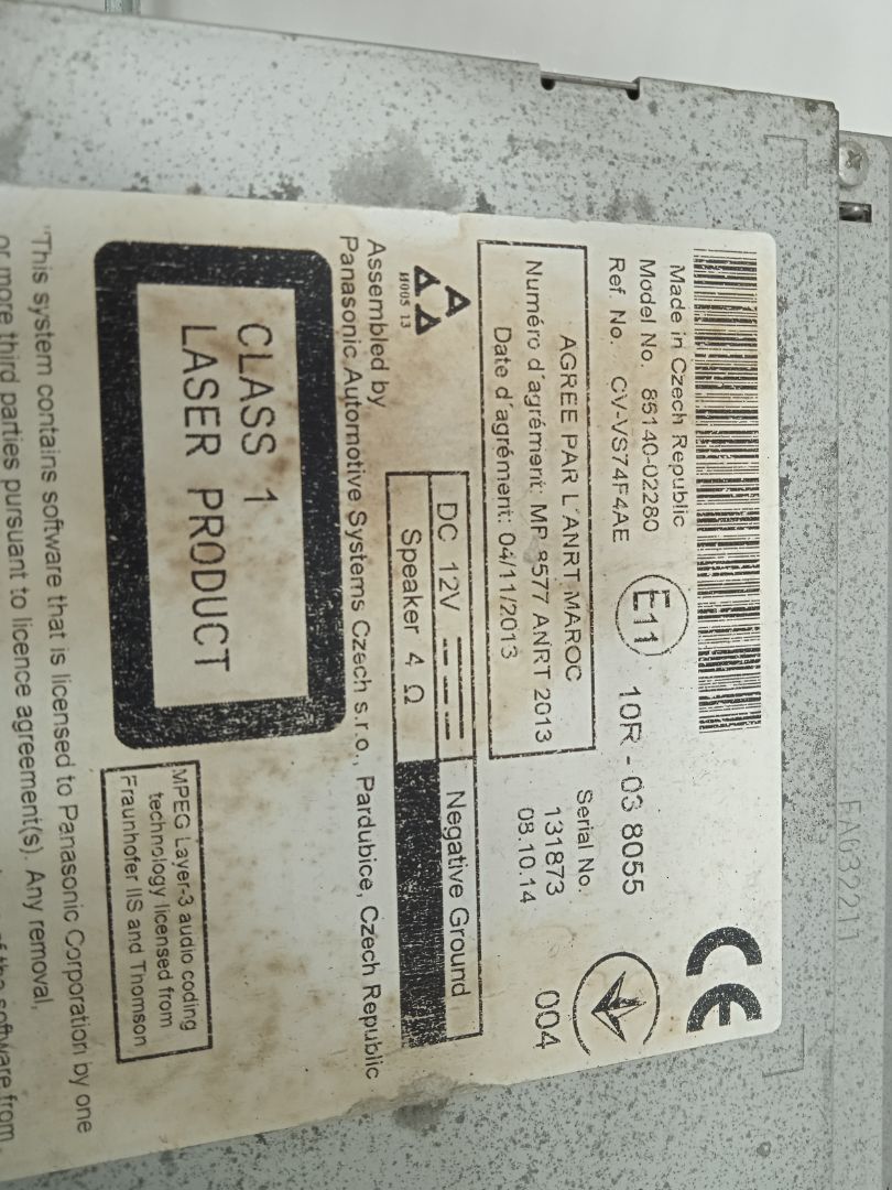 Sistema audio / radio cd toyota auris (e18) active