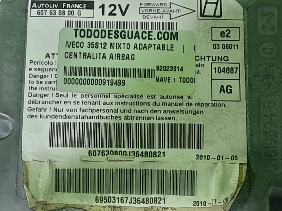 Centralita airbag iveco  no identificado