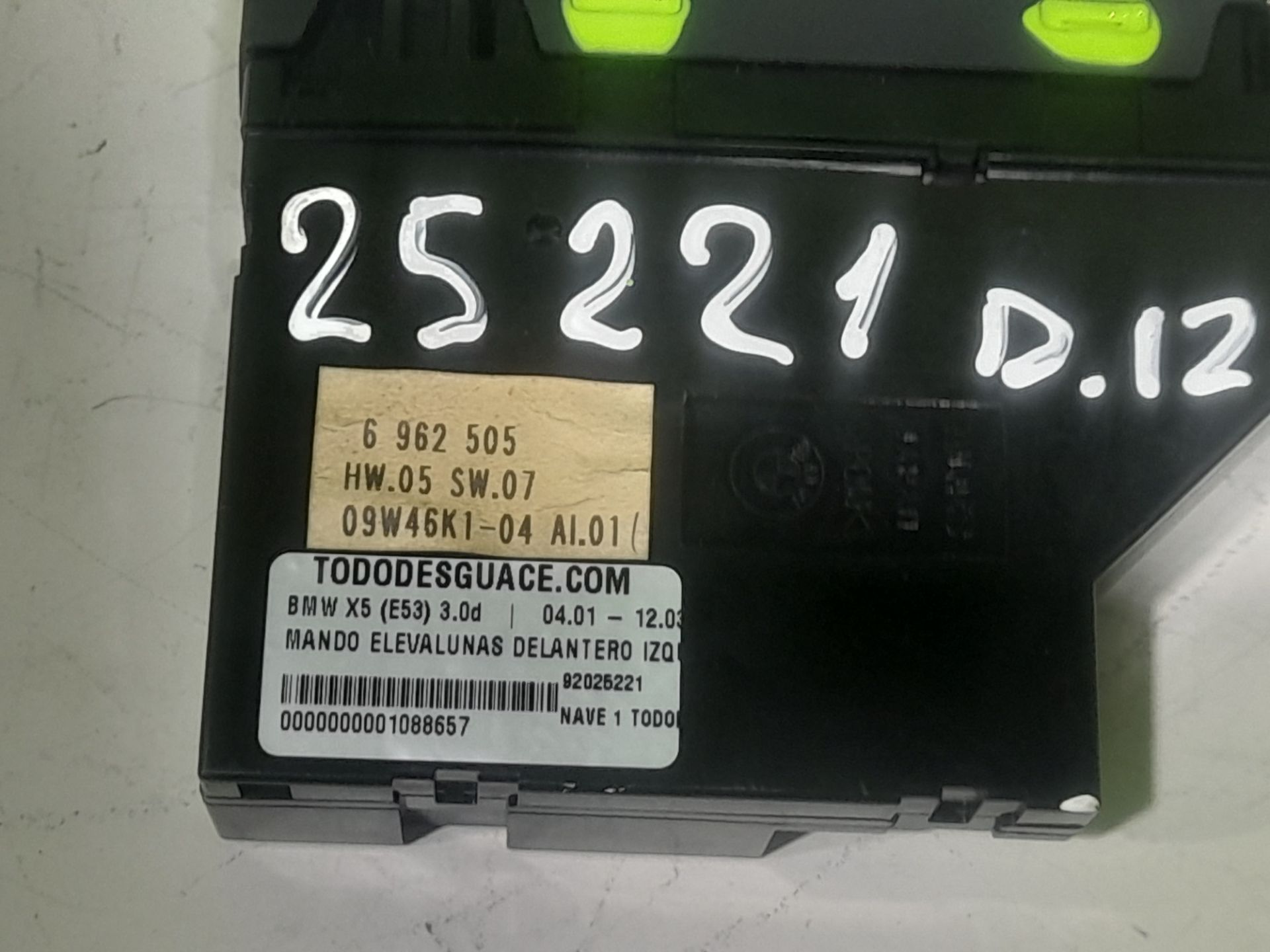 Mando elevalunas delantero izquierdo bmw serie x5 (e53) 3.0d