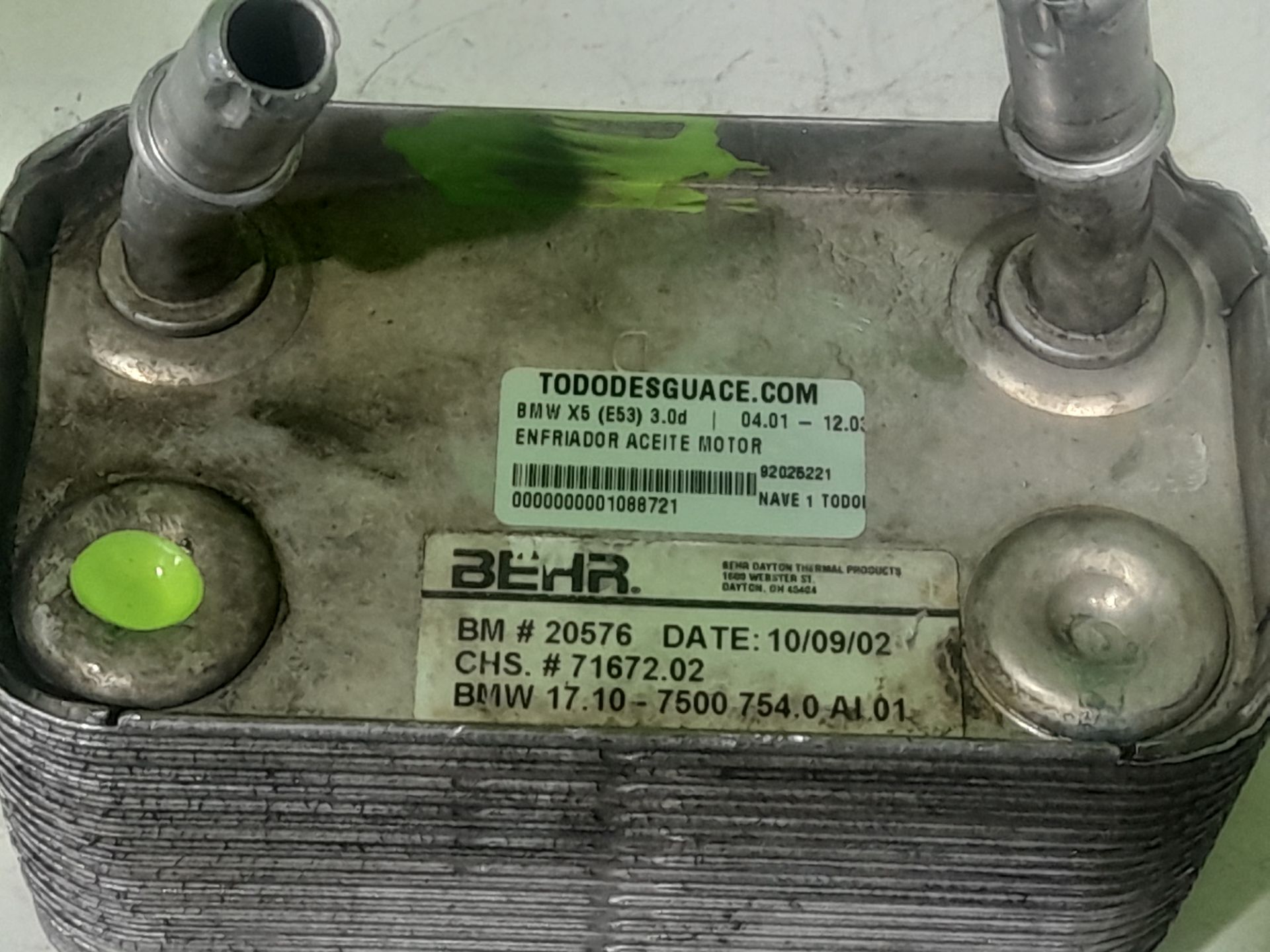 Enfriador aceite motor bmw serie x5 (e53) 3.0d