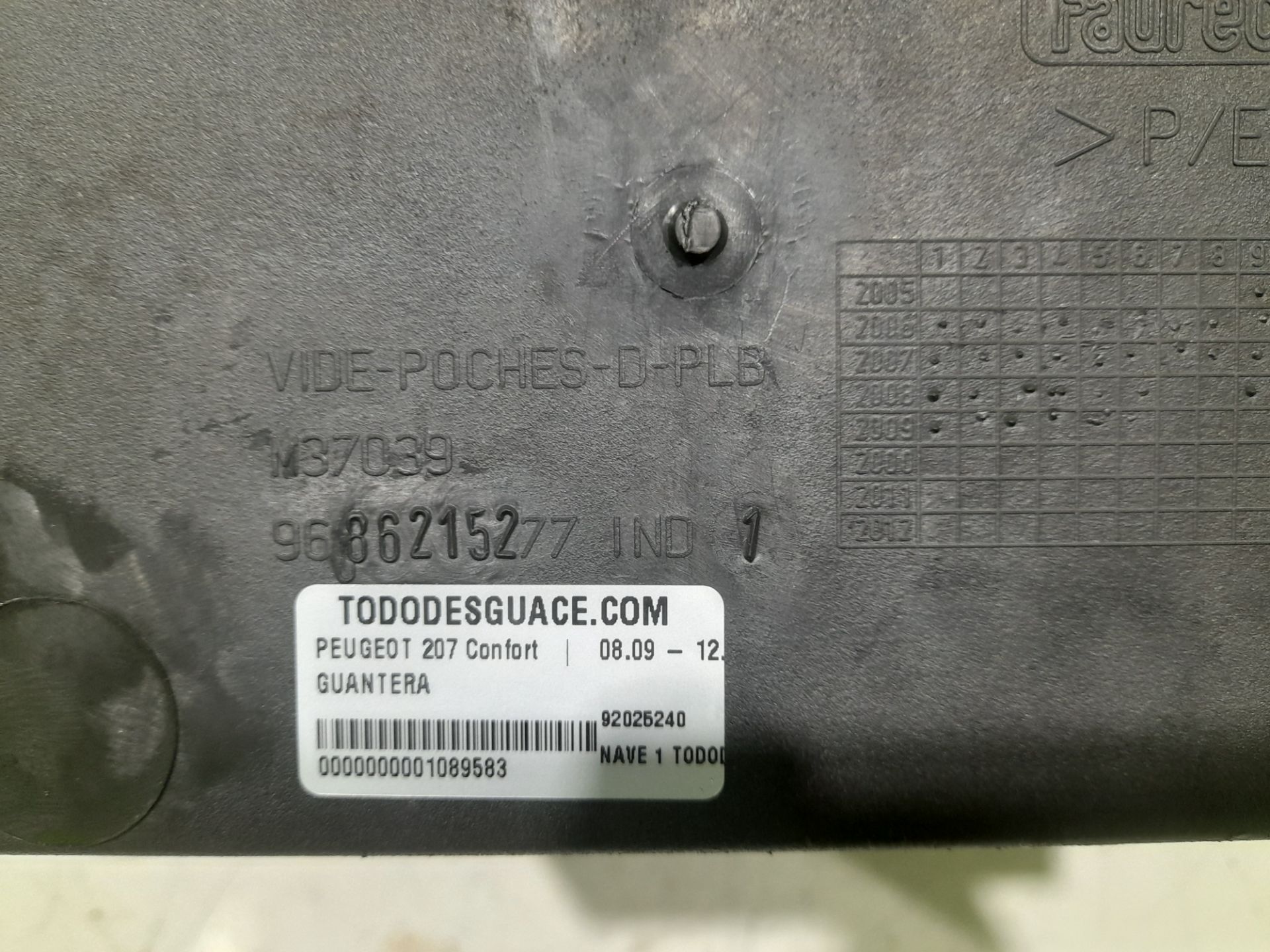 Guantera peugeot 207 confort