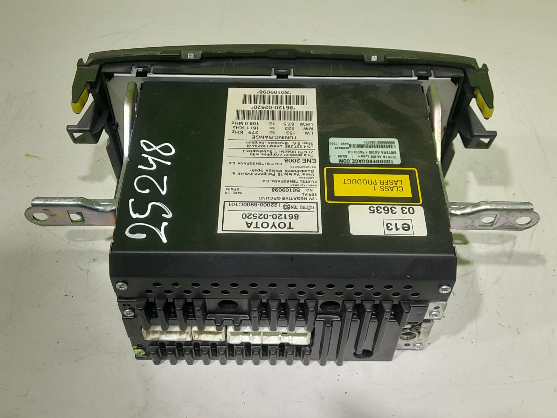 Sistema audio / radio cd toyota auris (e15) luna+