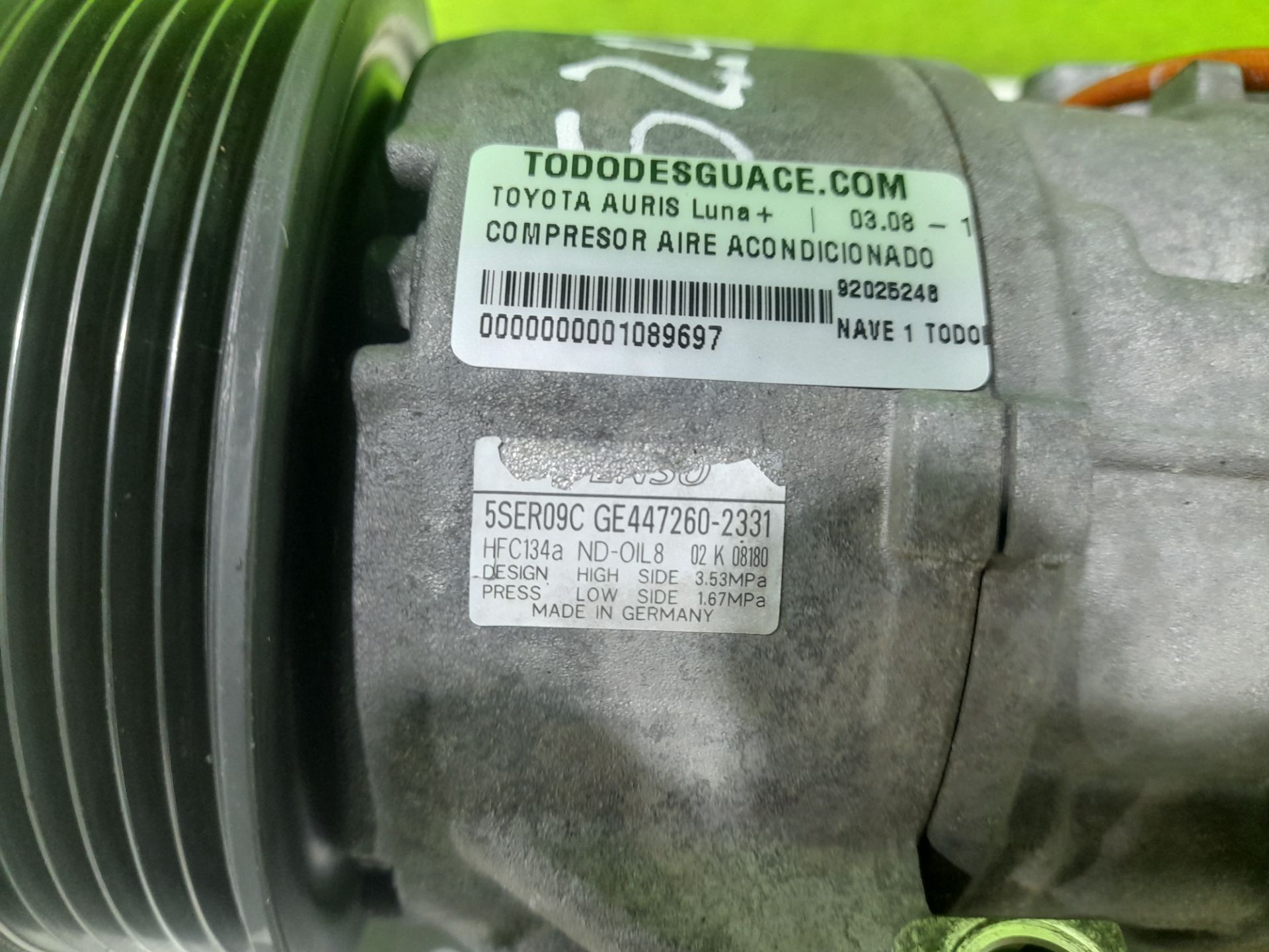 Compresor aire acondicionado toyota auris (e15) luna+