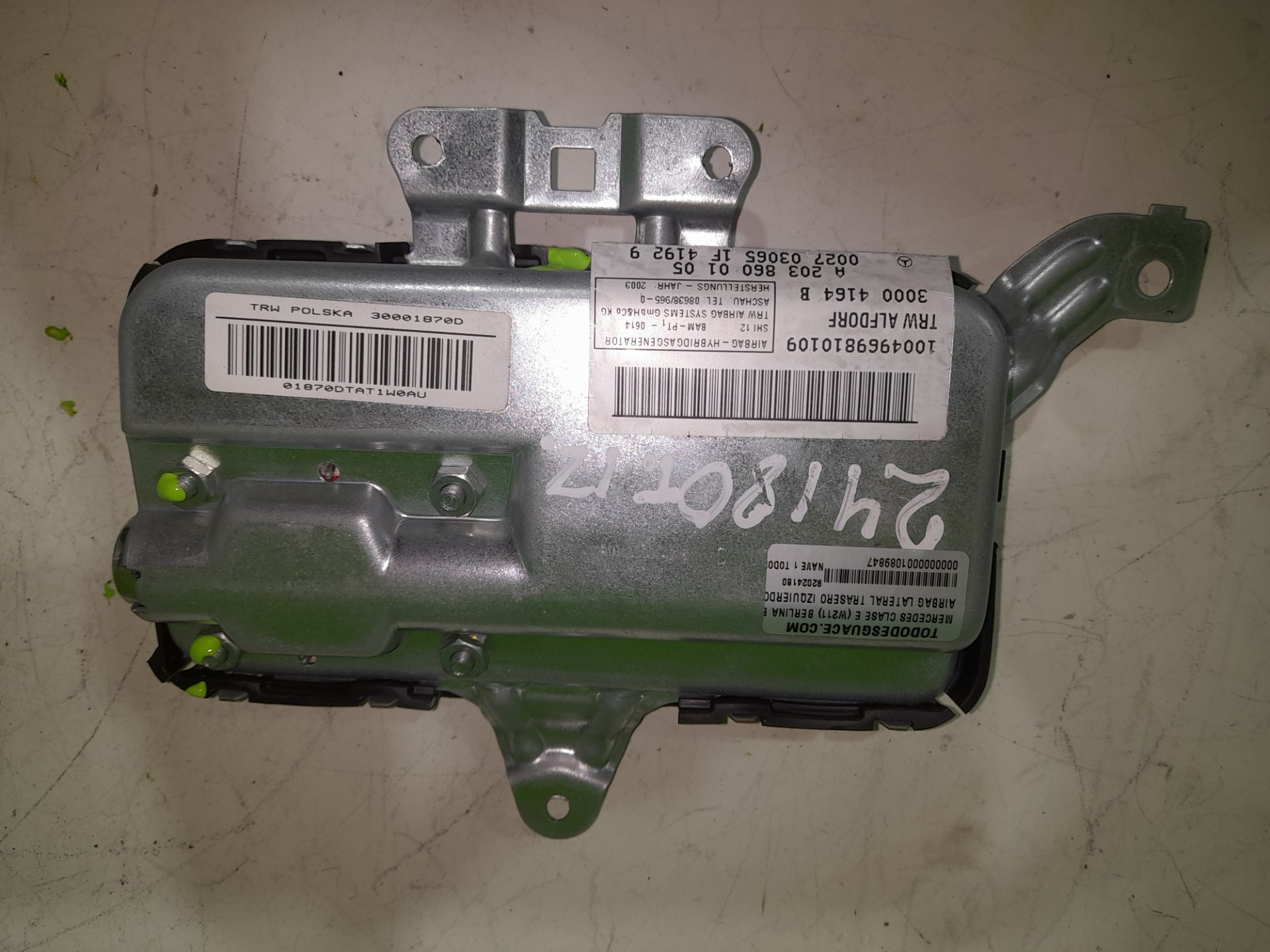 Airbag lateral trasero izquierdo mercedes-benz clase e (bm 211) berlina e 270 cdi (211.016)