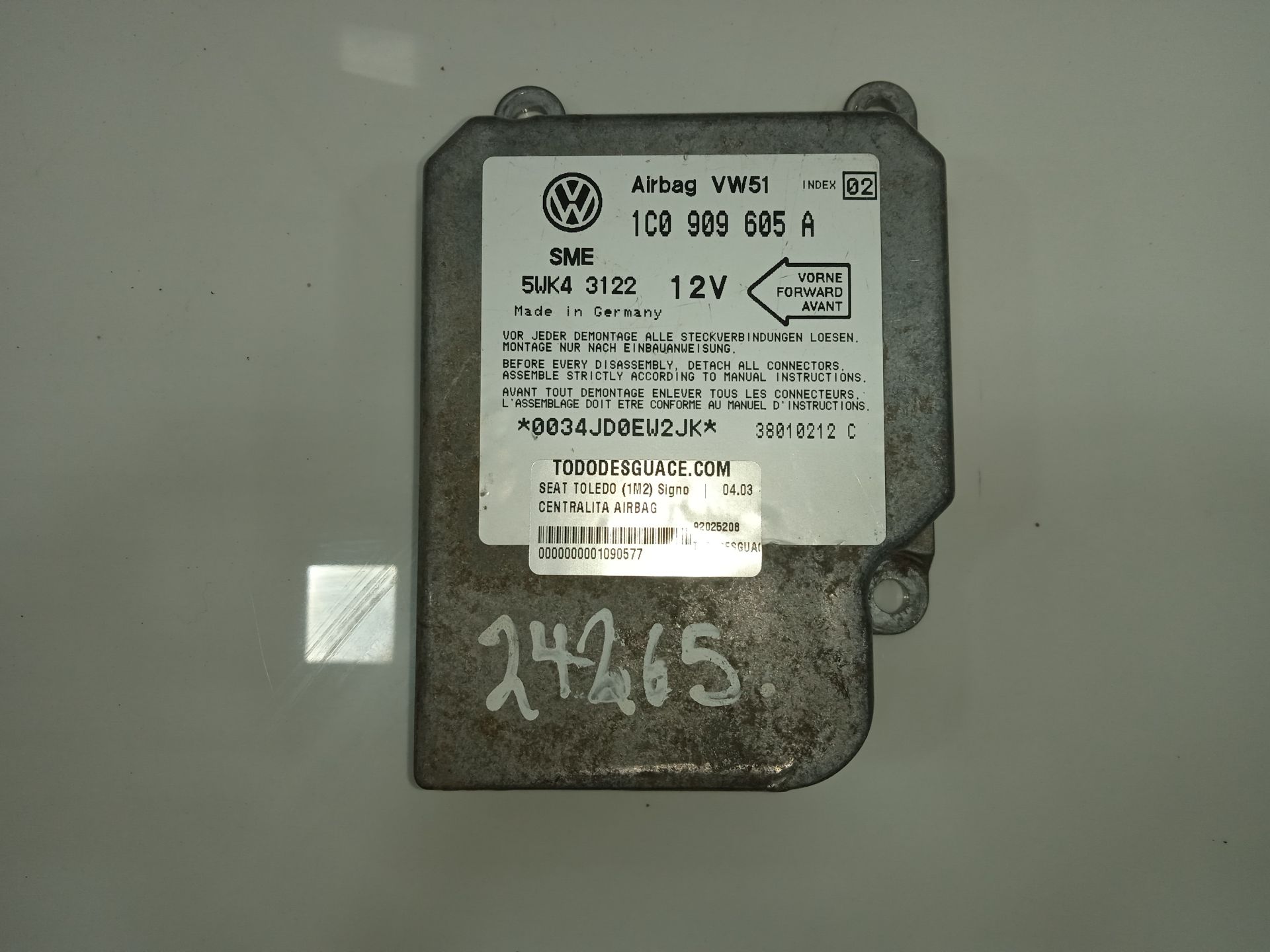 Centralita airbag seat toledo (1m2) signo