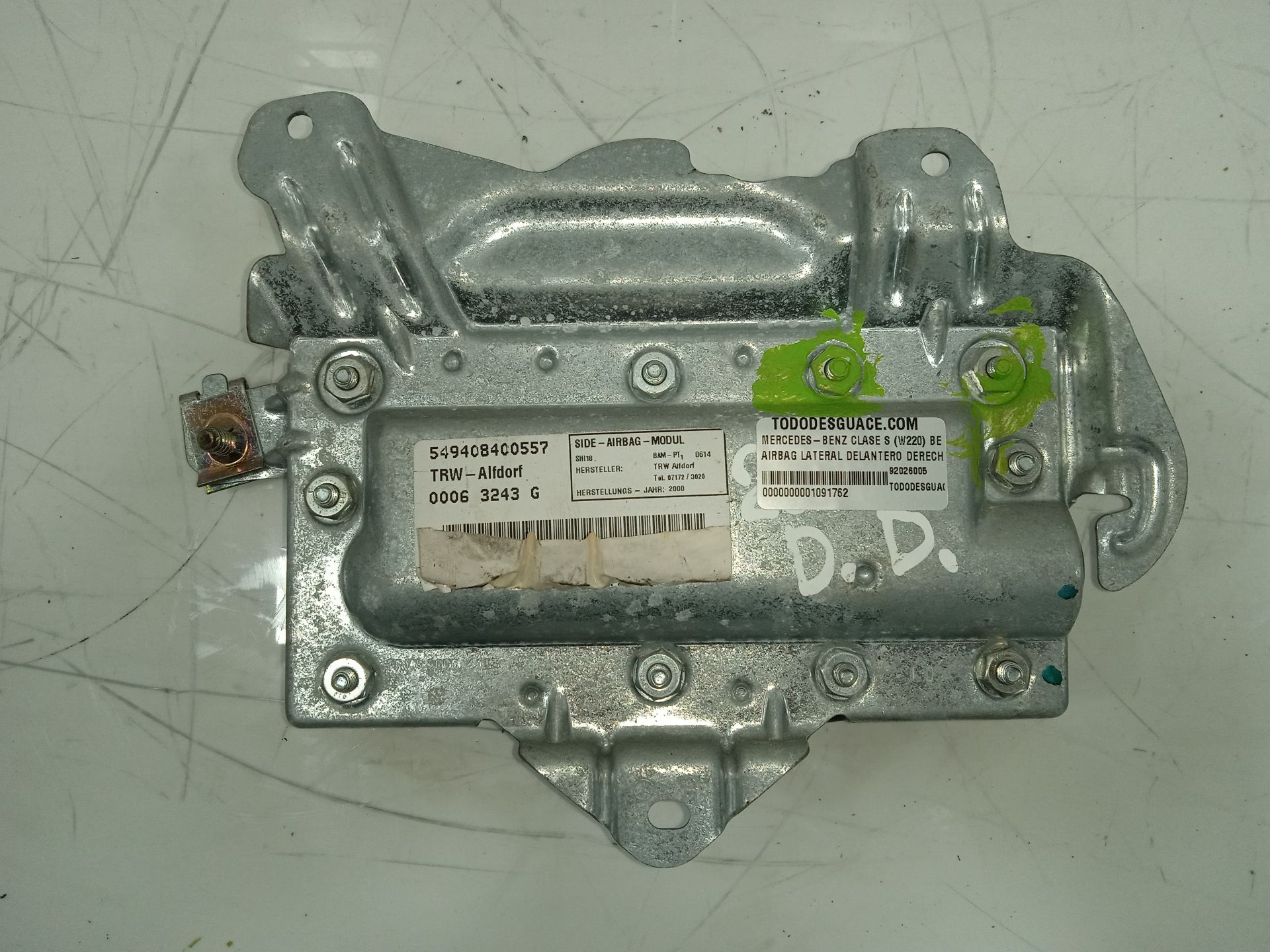 Airbag lateral delantero derecho mercedes-benz clase s (bm 220) berlina 320 (220.065)