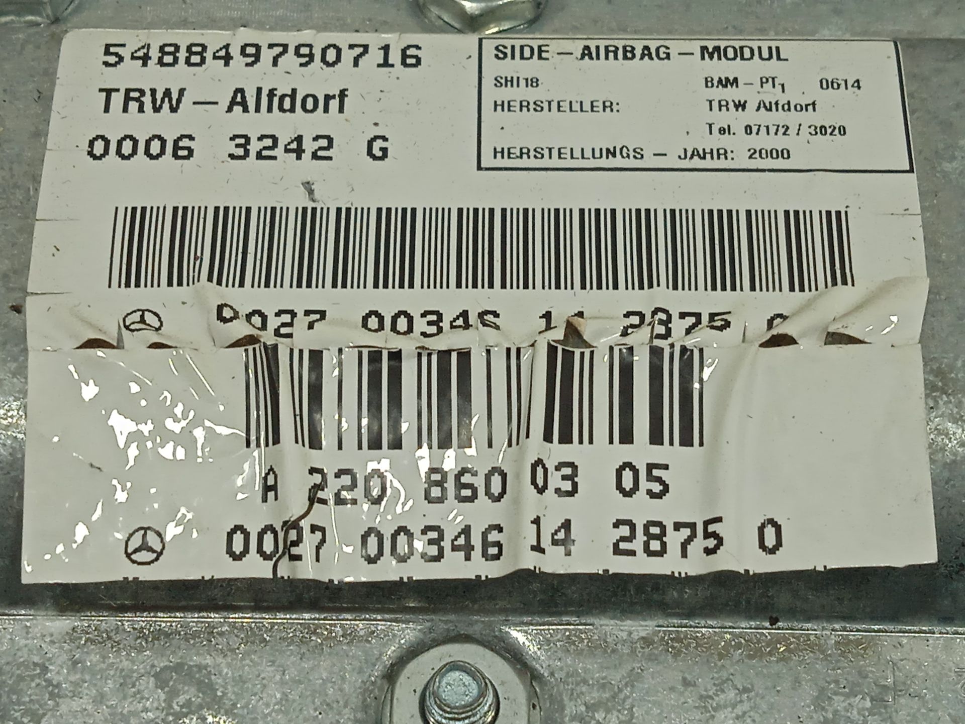 Airbag lateral delantero izquierdo mercedes-benz clase s (bm 220) berlina 320 (220.065)