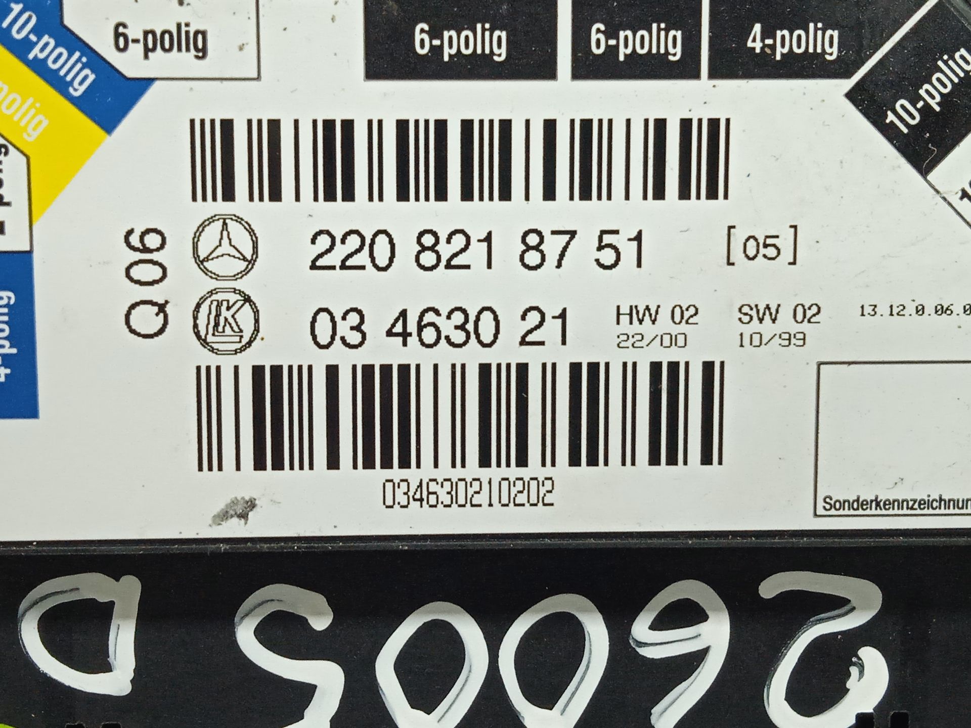 Mando regulacion asiento mercedes-benz clase s (bm 220) berlina 320 (220.065)