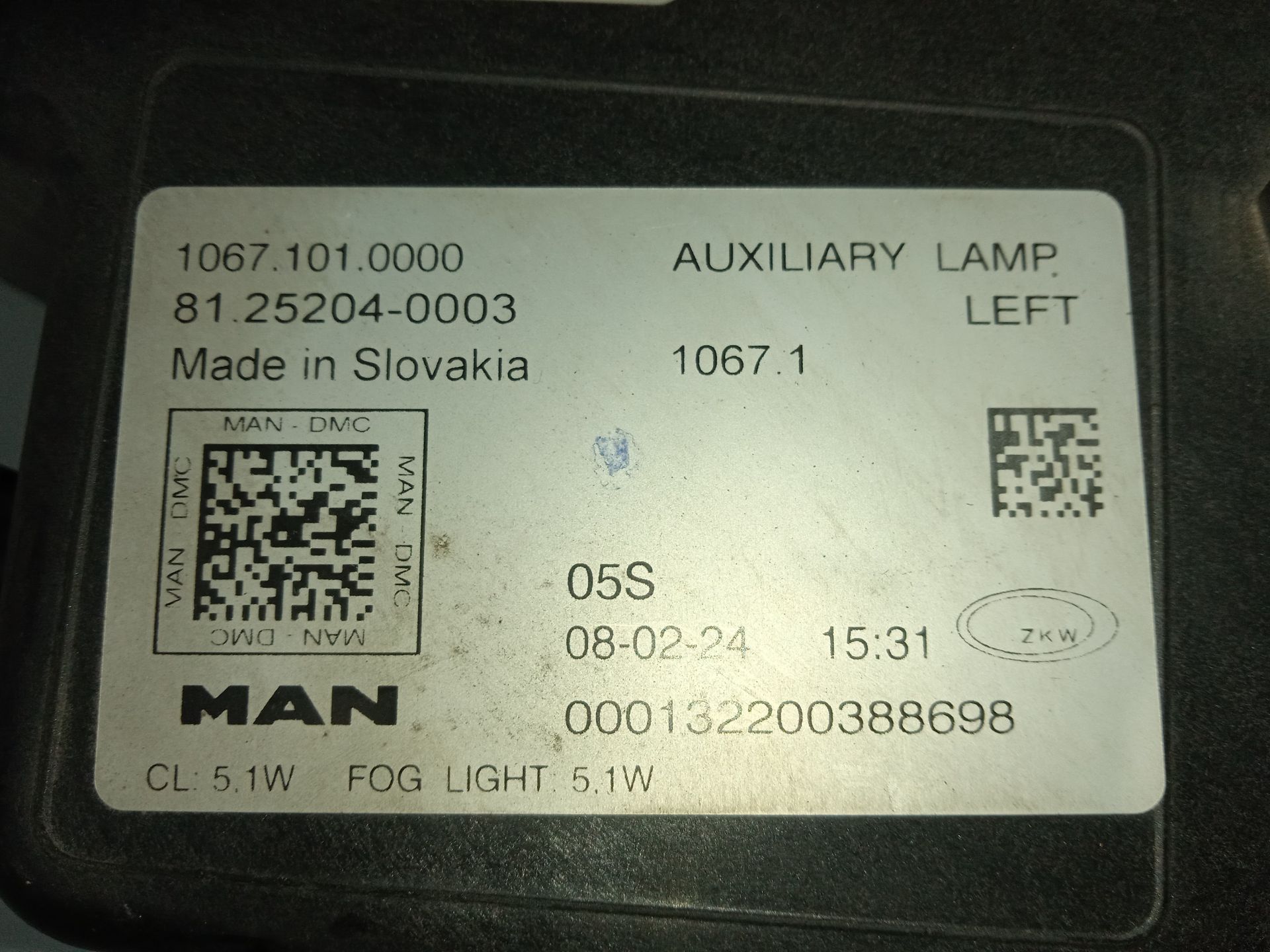 Faro antiniebla izquierdo man tgx 33.xxx (2007) fg    6x4   bl xl