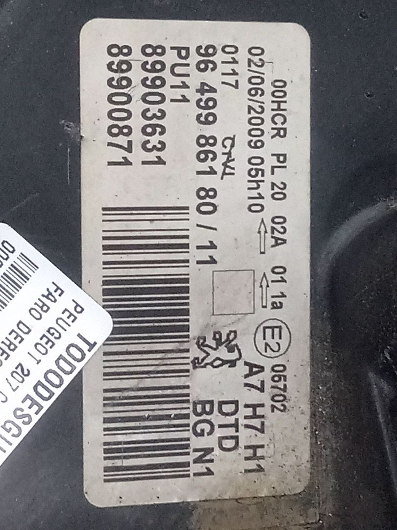 Faro derecho peugeot 207 confort