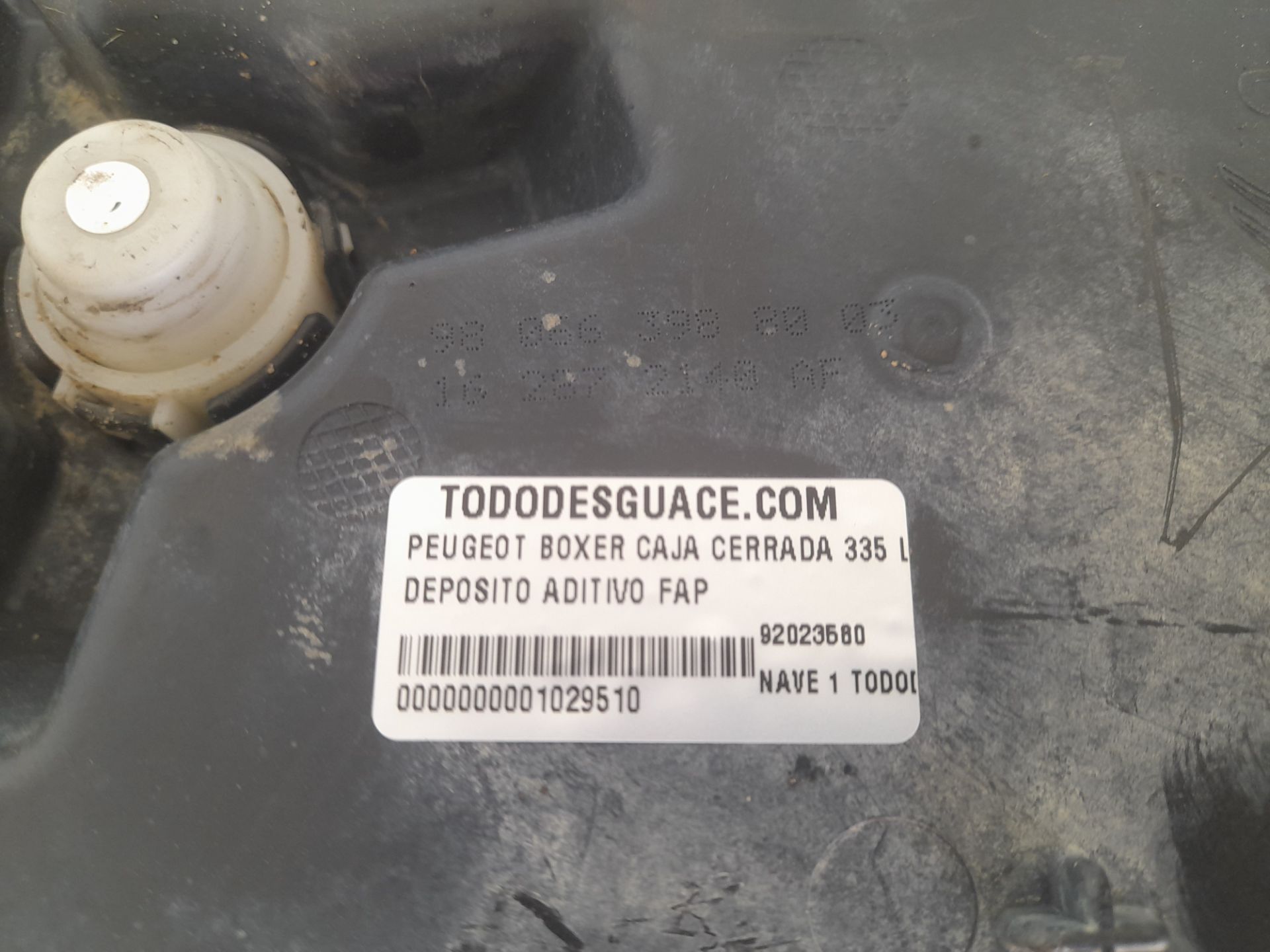 Deposito aditivo fap peugeot boxer caja cerrada 335 l3 bluehdi 130 cargo editi
