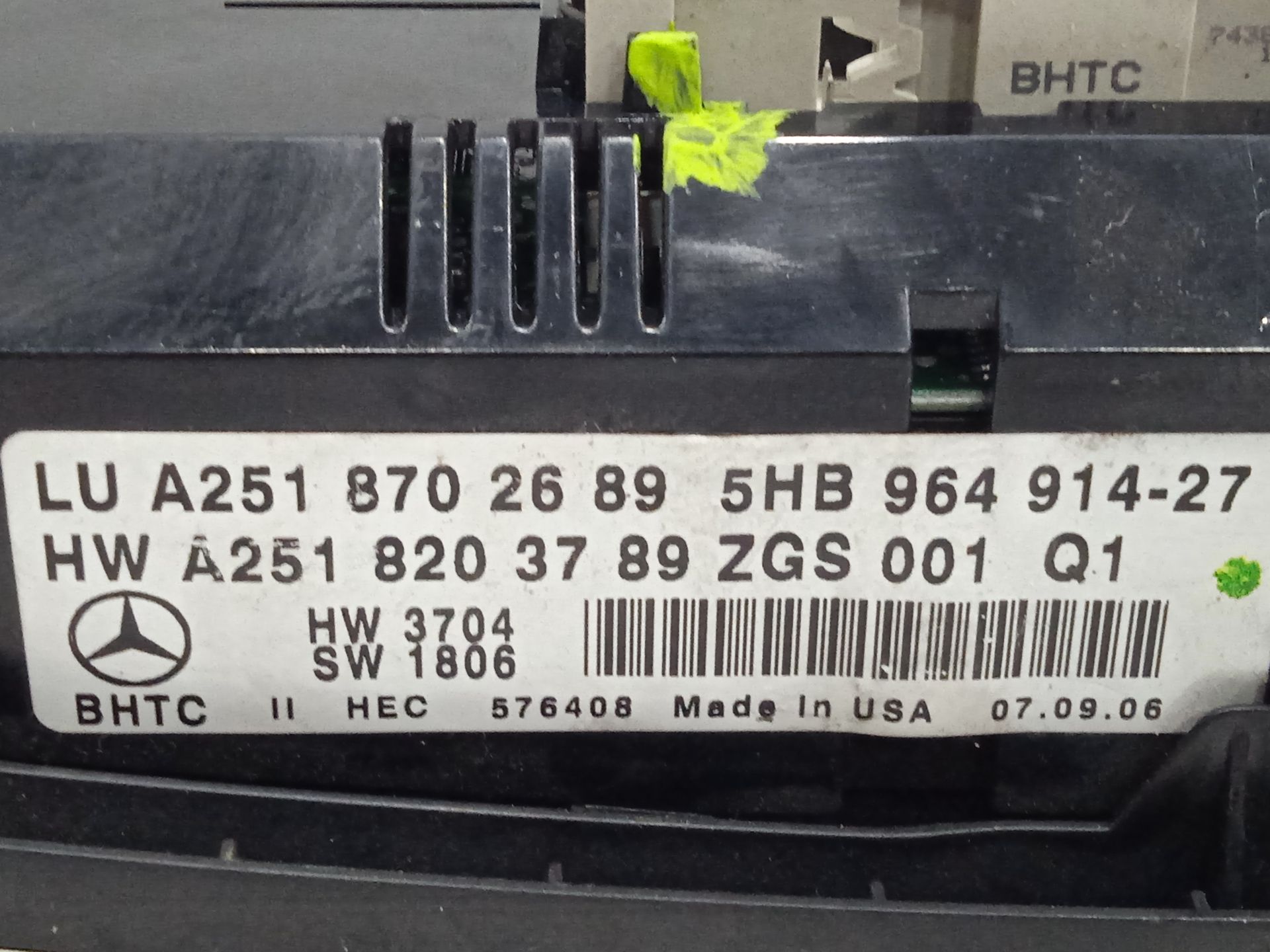 Mando calefaccion / aire acondicionado mercedes-benz clase r (w251) 320 cdi (251.022)