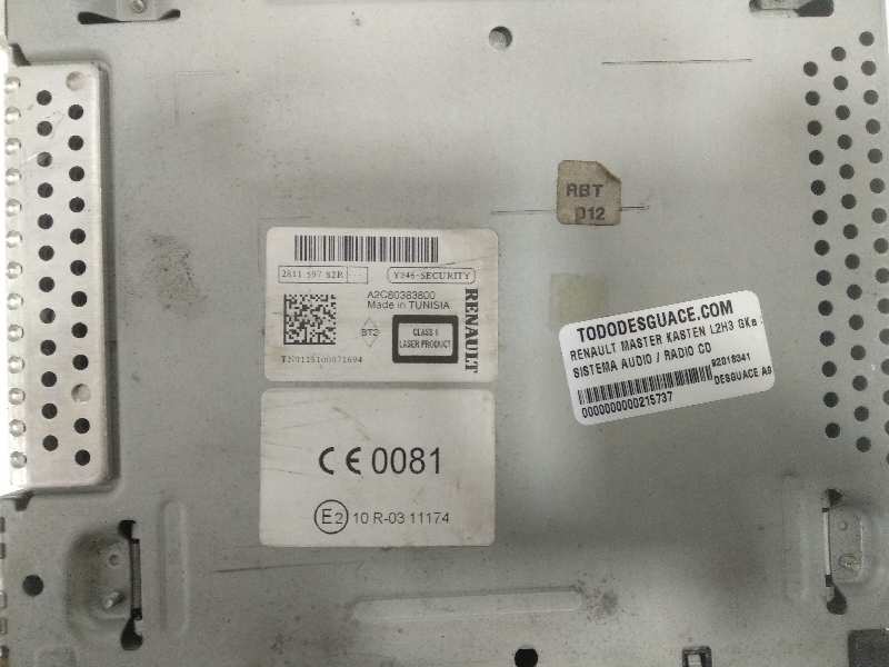 Sistema audio / radio cd renault master kasten l2h3 gka 35t