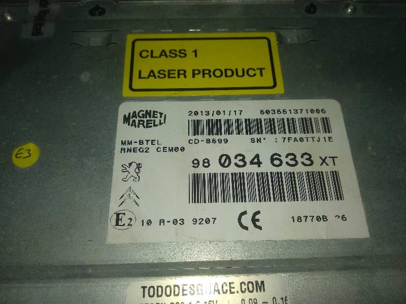 Sistema audio / radio cd citroen ds3 base