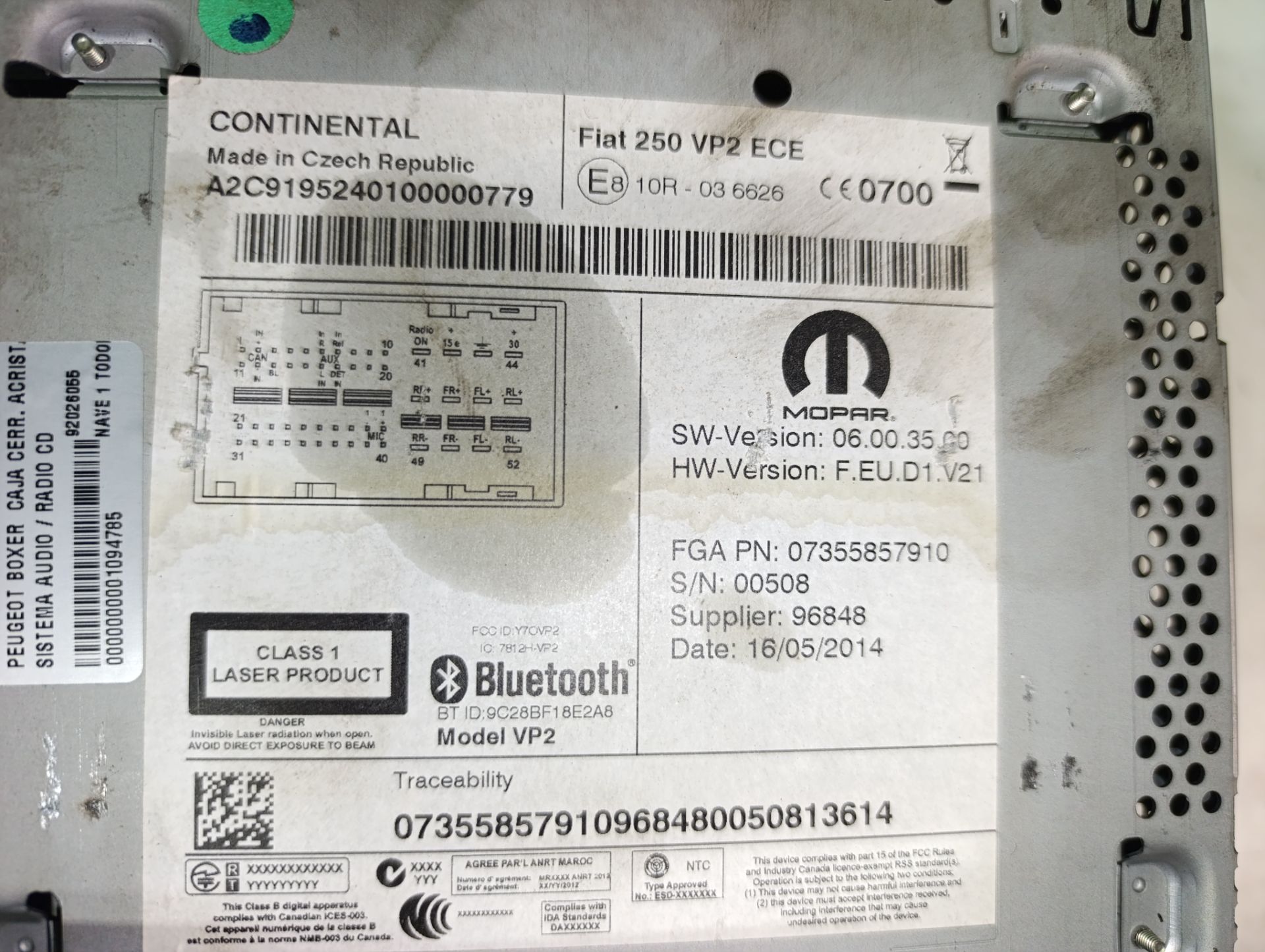 Sistema audio / radio cd fiat ducato caja cerrada 35 techo elevado (06.2006 ) 