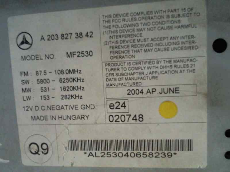  sistema audio / radio cd   mercedes-benz bm serie 203 t-modelo c 230 t compressor (203.208) 1.8 cat