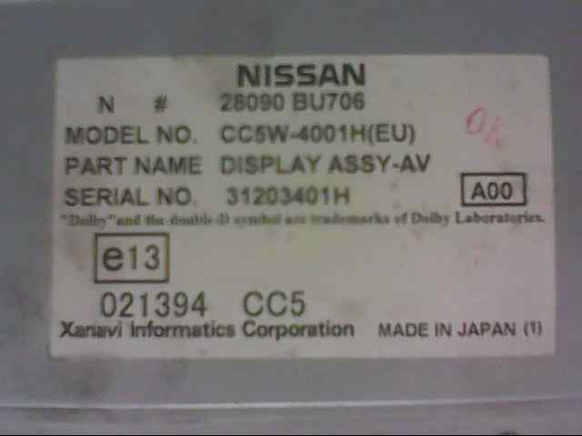  display central   nissan almera tino (v10m) 2.2 dci diesel cat 2.2 dci diesel cat