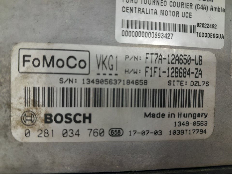 Centralita motor uce ford tourneo courier kombi mon